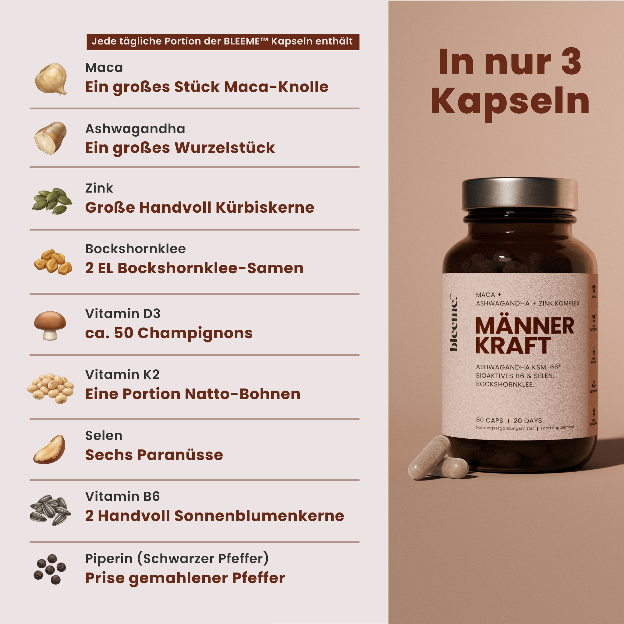 MÄNNER KRAFT ● Maca + Ashwaghanda KSM-66® + Zink Komplex