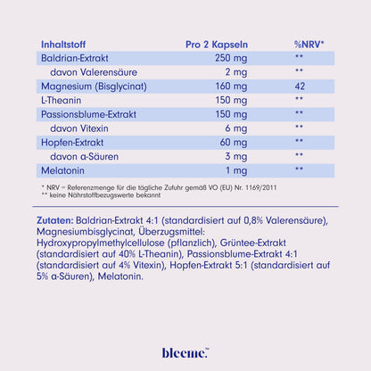 SCHLAF GUT ● Magnesium + Baldrian + Melatonin Komplex